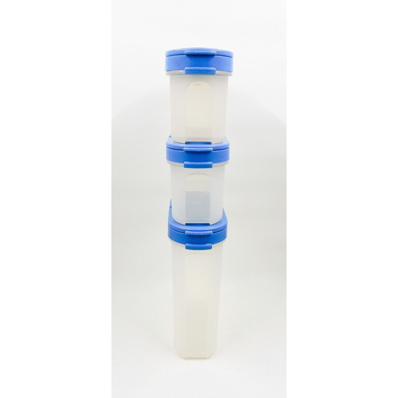 Tupperware Modular Mates Spice Containers Lt. Blue Lids Lot of 3 - Picture 7 of 8